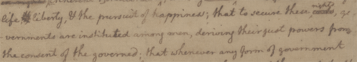 Snippet of the U.S. Declaration of Independence